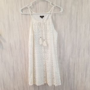 White lace flowy mini dress